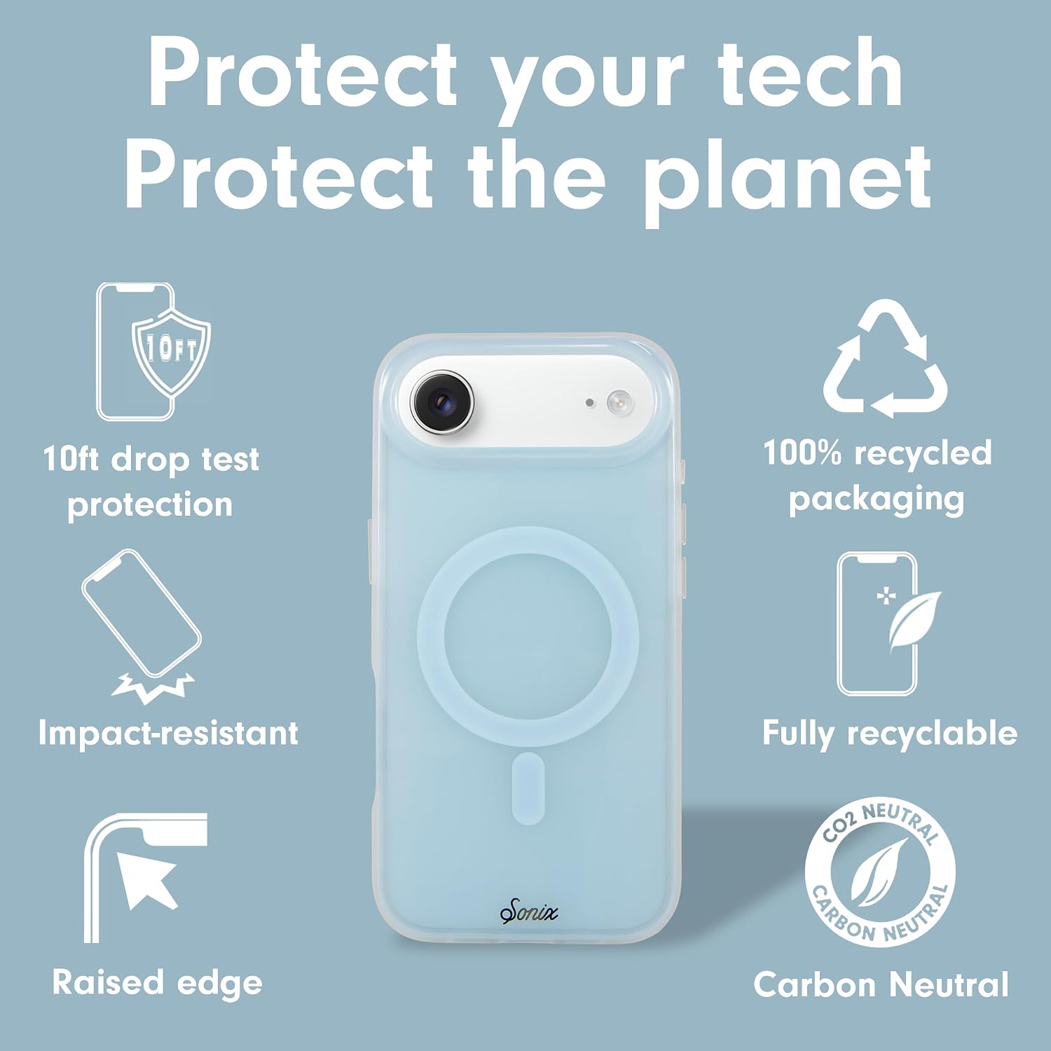 Sonix Case for iPhone 17 Air | Compatible with MagSafe | 10ft Drop Tested | Jelly Sky Blue