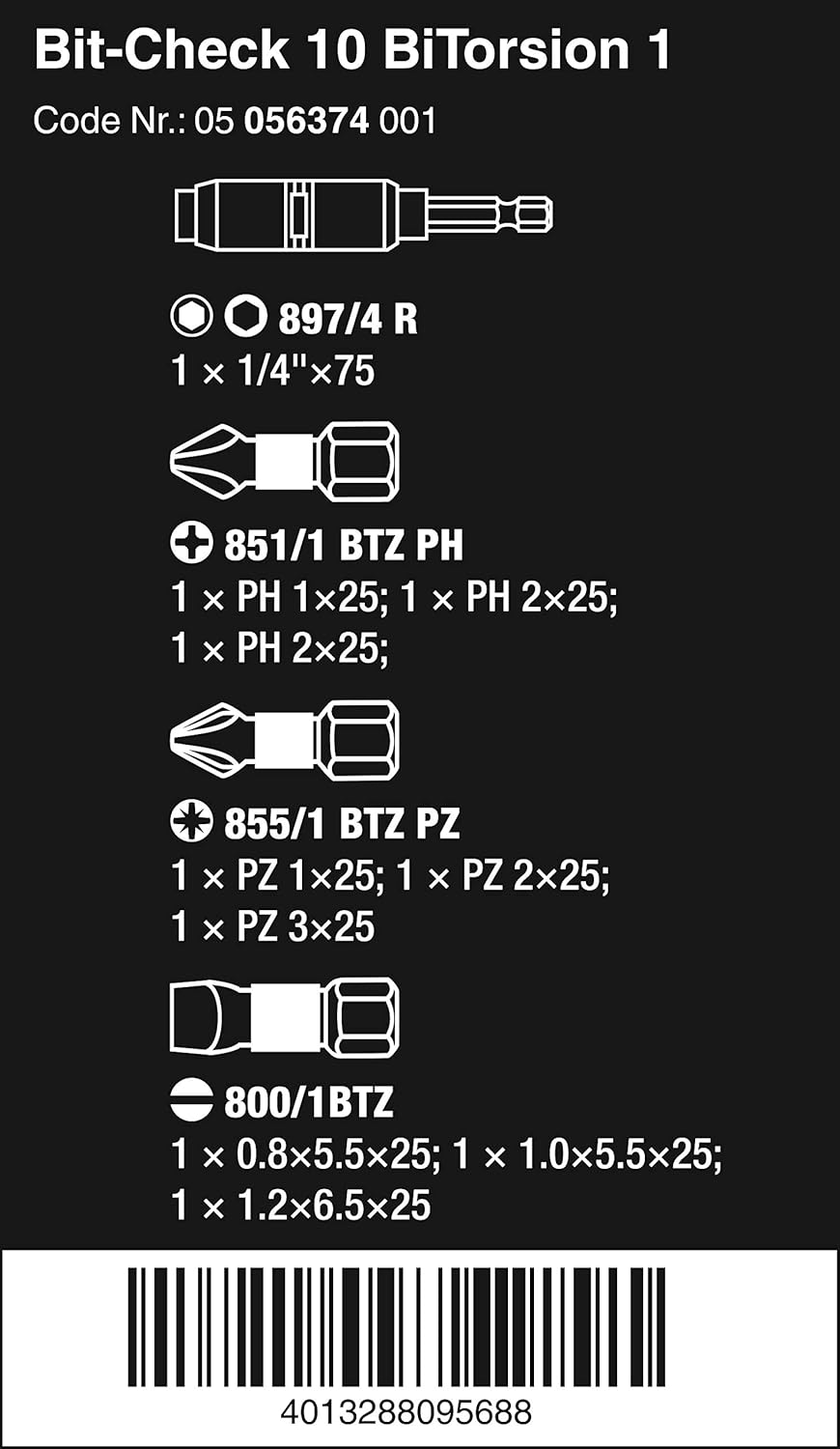BIT-CHECK 10 BITORSION 1 BITS ASSORTMENT BITORSION