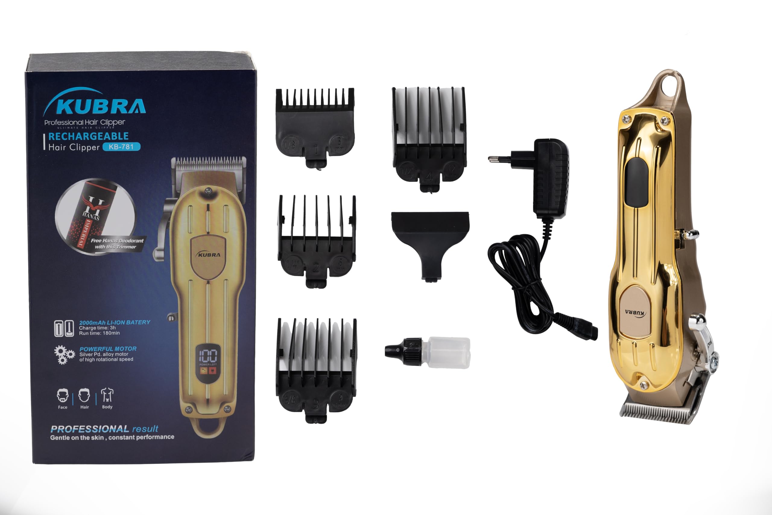 Kubra KB - 781 Professional Hair Clipper For Men - Golden | Beard & Body Trimmer | Usb Fast Charging | Stainless Steel self-sharpening blades (B0DBHBT1Q2) Amazon Price History, Amazon Price Tracker
