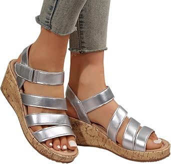 ZKXYFFS Womens Open Toe Ankle Strap Buckle Cork Flatform Platform Wedges Sandals Casual Dressy Summer Beach Comfortable Sandals