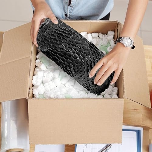 Miniatura 3 de Coobbar Papel de embalaje de nido de abeja, negro, papel Kraft, rollo de 12 pulgadas x 131 pies, perfecto para envío, mudanza, envoltura de regalos