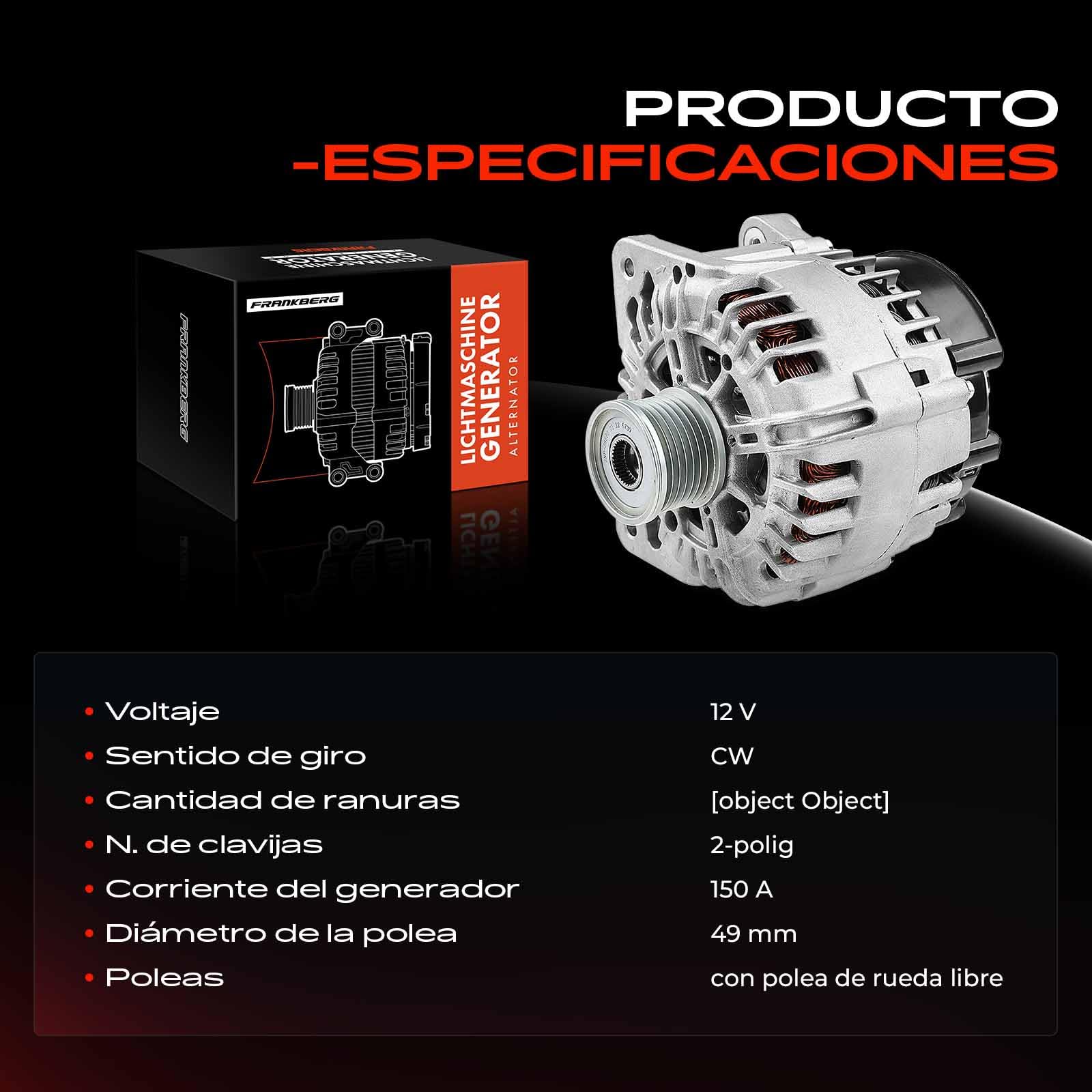 Frankberg Generador alternador 8200404459 | 8200404459; Compatible con: Caja de tráfico II FL, Plataforma/chasis Trafic II EL, M.e.g.a.n.e II Estate KM0/1