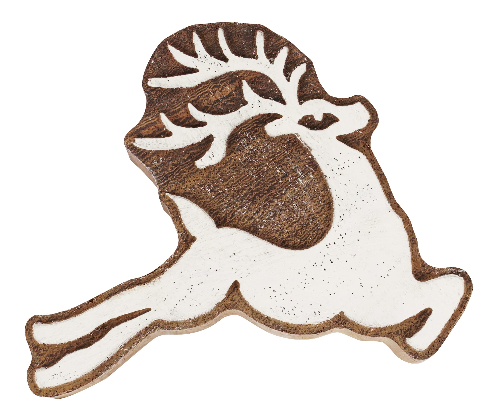 IBA Indianbeautifulart Textile Printing Block Deer Christmas Theme Hand Carved Wooden Stamp Wood Block Printing Textile Stamps for Fabric/Pottery Blocks-2.5