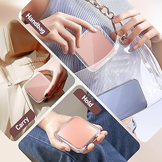 PIMPLEGO 30X Magnifying Mirror, Pocket Travel Makeup Mirror, Small Compact Mirror for Women, 2-Sided Mini Mirrors for Home and Outside, Portable Multi-Purpose Travel Mirror, Precision Tweezers, Rose