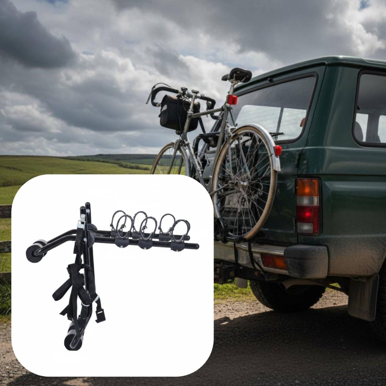 Fahrradträger Heckträger Fahrradhalterung Auto Fahrradständer mit Rutschfesten Klemmen Und Verstärkter Konstruktion aus Eisen Schwamm für Urlaub Fahrgemeinschaften Parkrunde