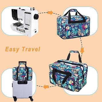 Sewing Machine Carrying Case,Sewing Machine Carrying Case Tote Bag,Universal Tote Storage Bag with Pockets and Handles, Suitable for Most Standard Singer, Janome (Light Blue)