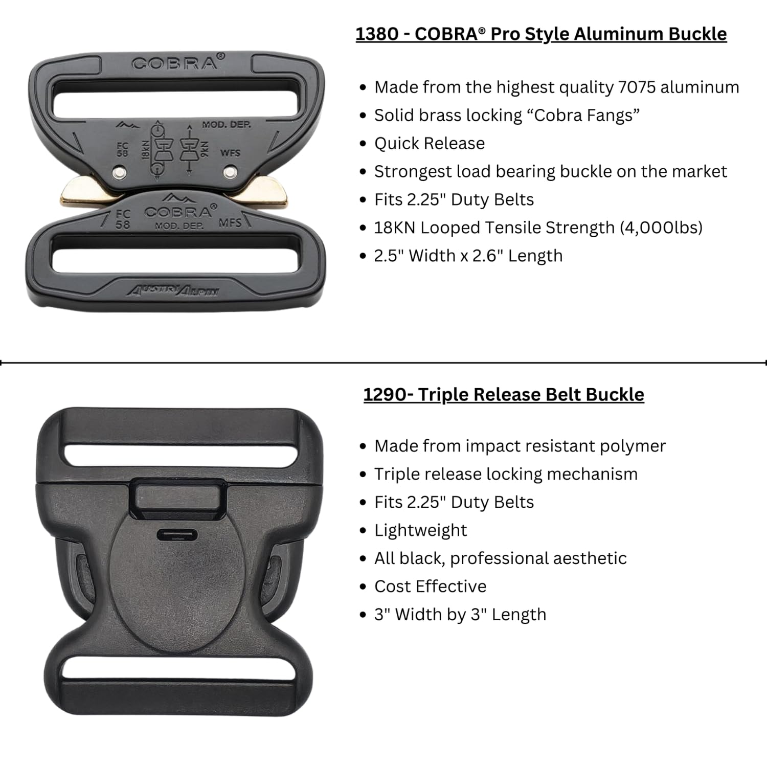 Hero's Pride Ballistic Rigid Deluxe Duty Belt, Triple Release Belt Buckle, Lightweight 2.25