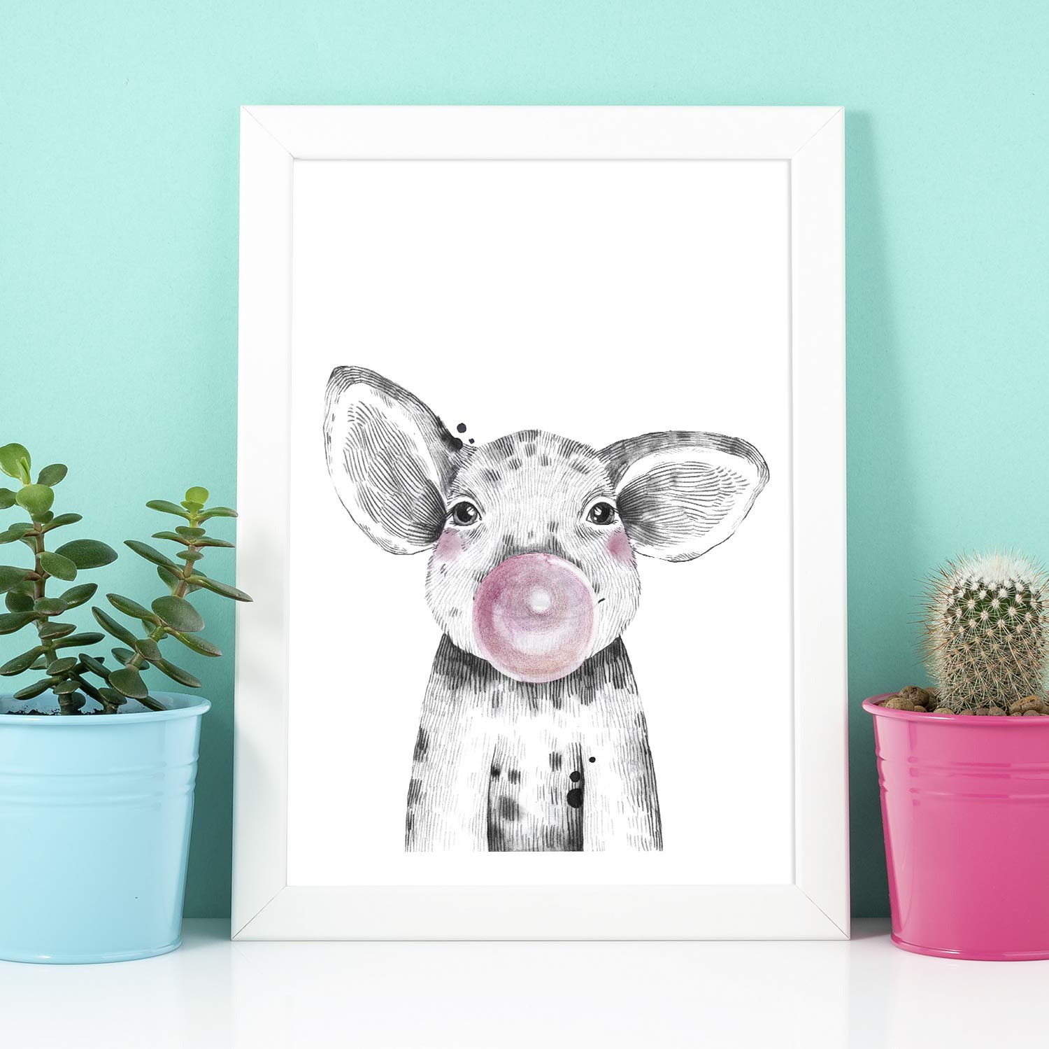 Nacnic Set of 4 posters for children and children's room Scandinavian style with bubblegum pink A4Animales size unframed - Image 3