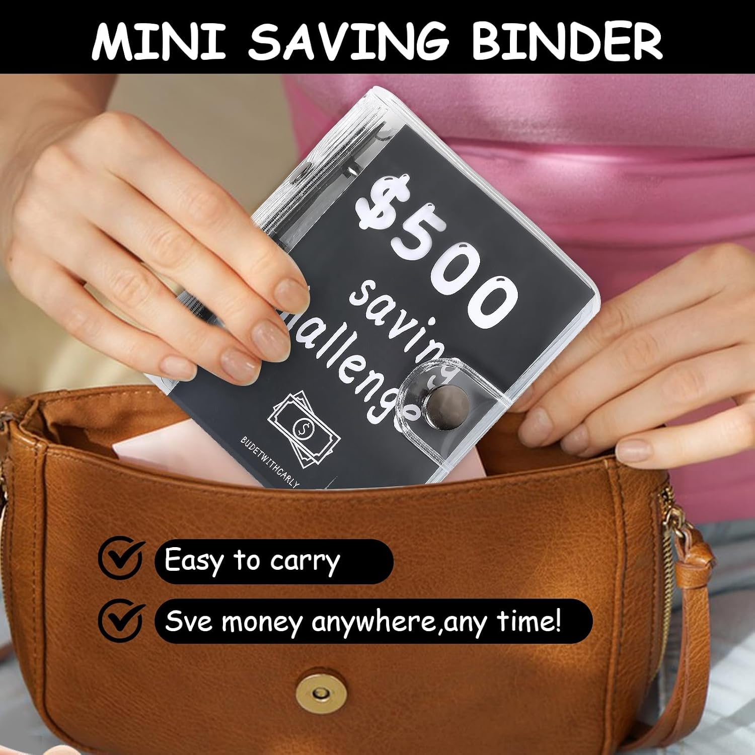 $500 Savings Challenge Binder Money Saving Envelope Challenge Mini Budget Binder with Cash Envelopes Reusable Budget Book with Cash Envelopes Envelope Savings Challenge image 5