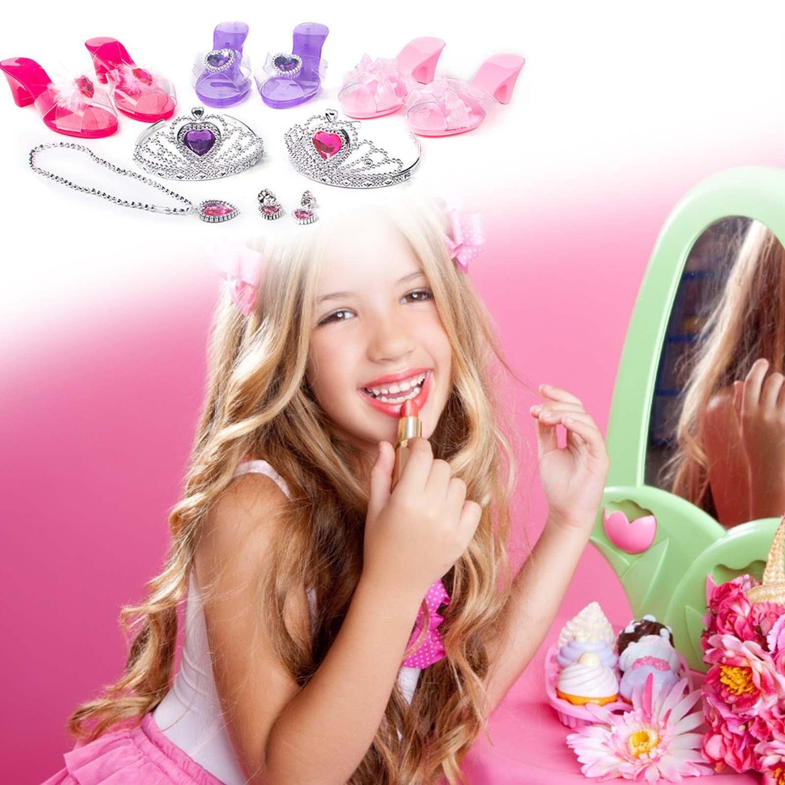 Princesse Chaussures Jeu Rôle Set avec Bijoux Fantaisie pour Filles 3-6 Ans