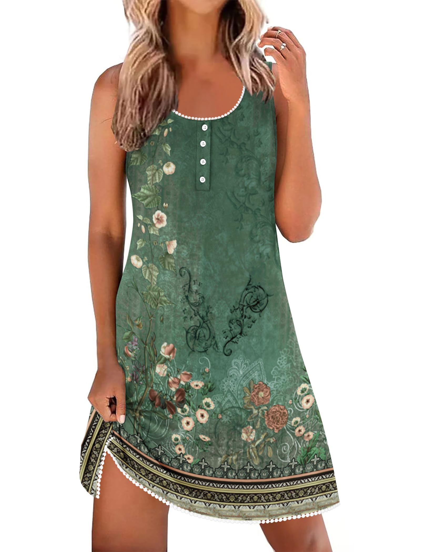 Ekouaer Tank Nightgowns for Women Sleeveless Night gowns Button down Sleep Shirts Soft Sleep Dress Ladies Chemise