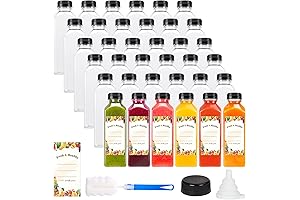 SuperleLE 20Pcs Empty Plastic Juice Bottles with Caps