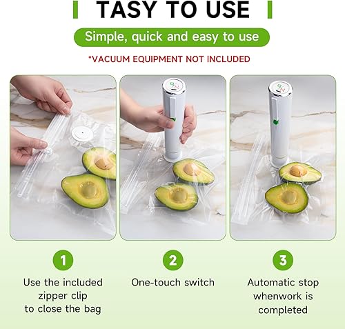 Miniatura 6 de Bolsas selladoras al vacío, 40 bolsas reutilizables selladoras al vacío para almacenamiento de alimentos, sin BPA, preparación de comidas y cocción
