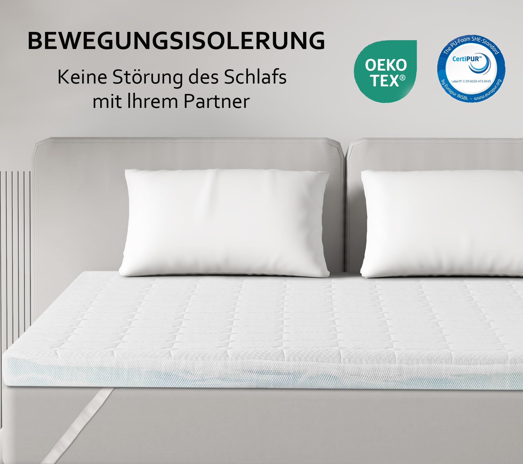 Ego Home Surmatelas 140 x 190 cm, Hauteur 7 cm, avec Mousse de Coupe 7 Zones, certifié Öko-TEX, surmatelas 140 x 190 cm, pour lit à sommier tapissier, Matelas, canapé-lit