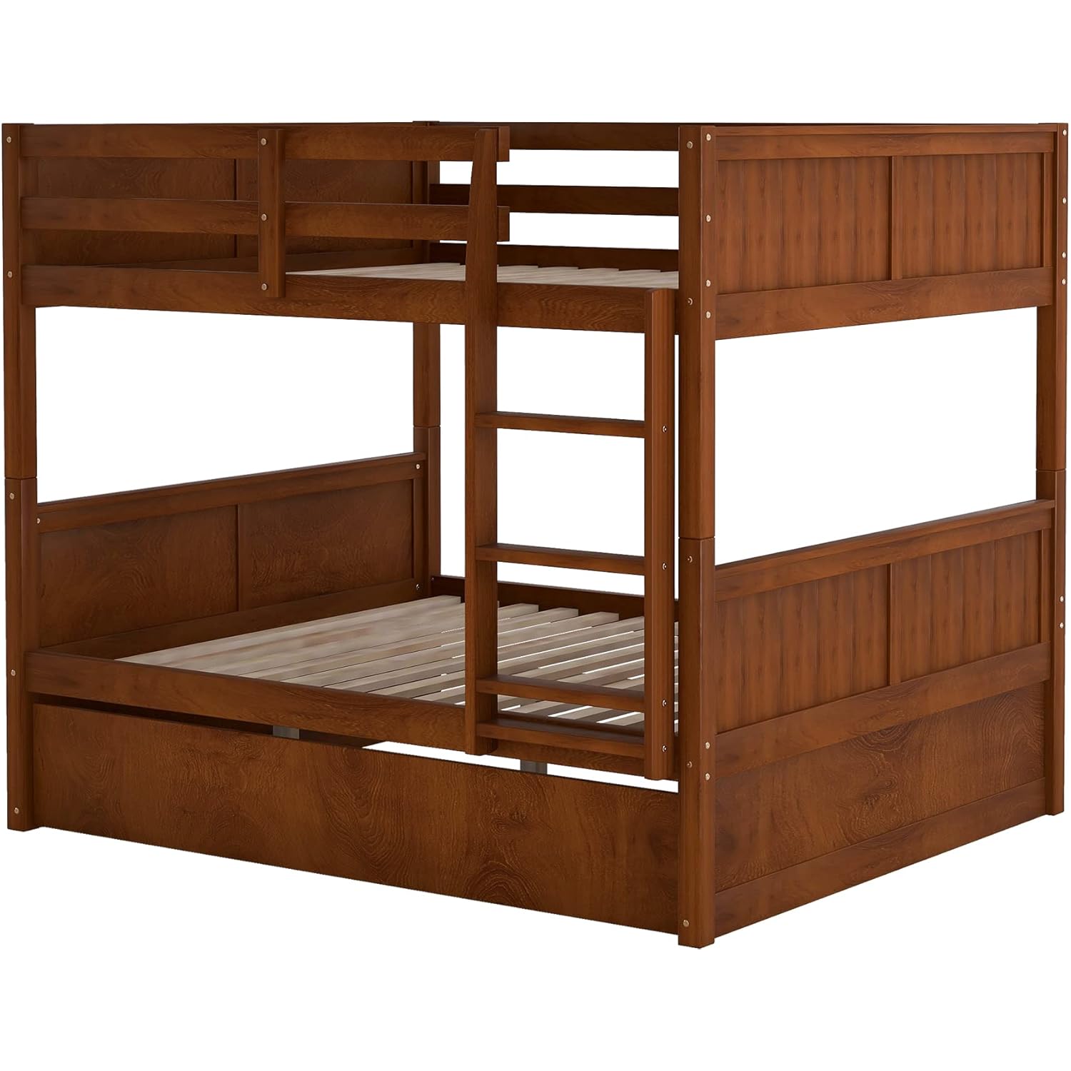Merax Full Over Full Bunk Bed with Trundle,Wooden Bunk Bed