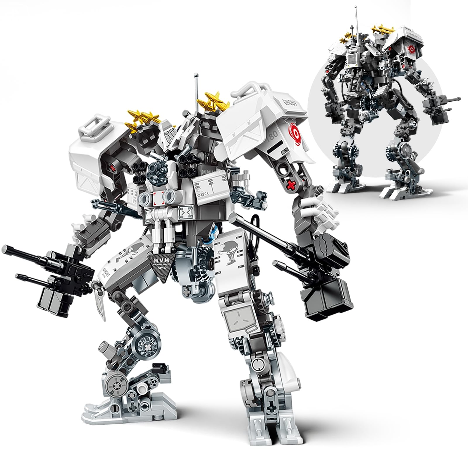 HIGH GODO Ghost Killer Mech Robot Transforming Building Blocks Set for Adults, City Warrior Justice Hero Soldier Mech Model Building Kit, Cool