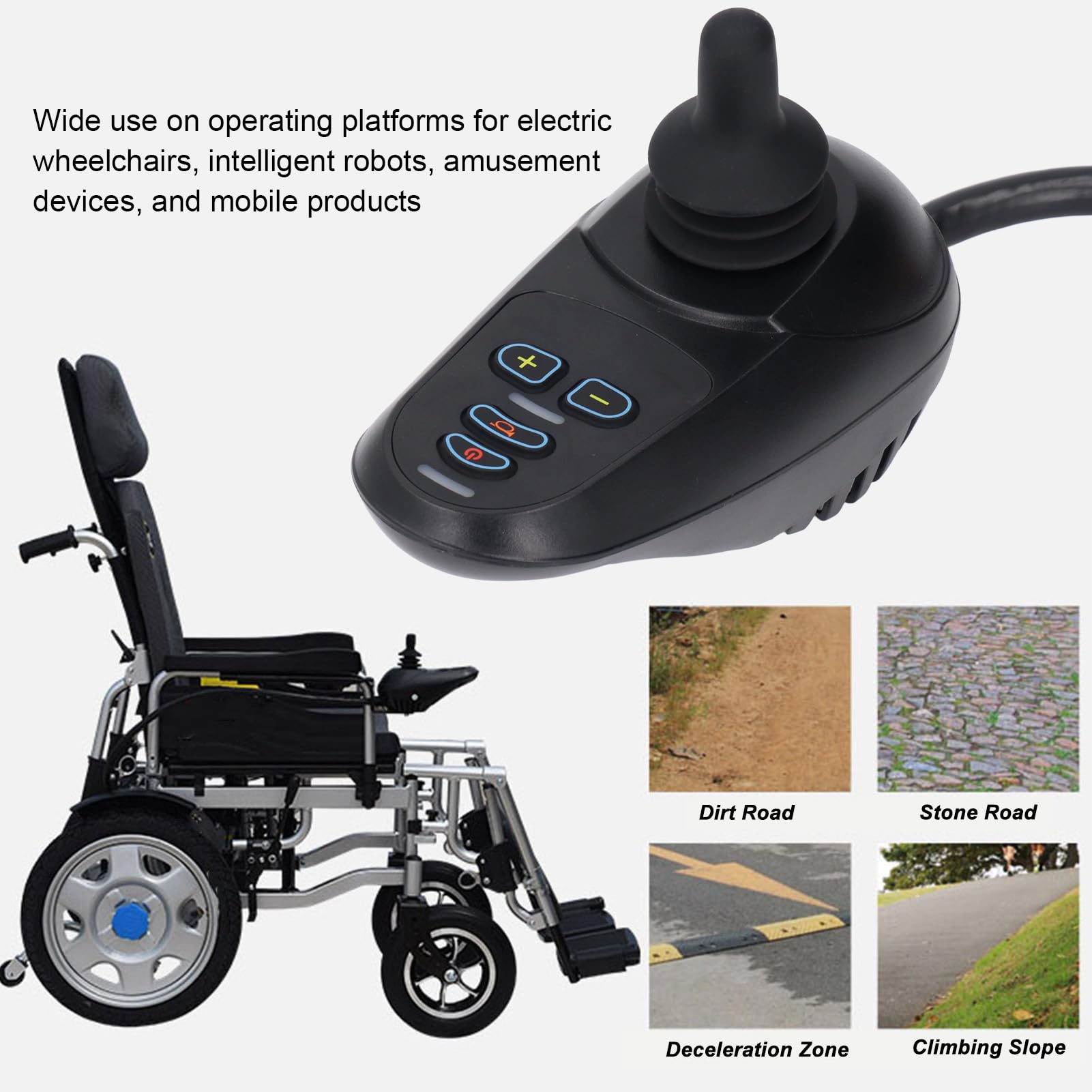 AMONIDA Joystick Do Wózka Inwalidzkiego Elektrycznego DC24V 50A Dla Użytkowników Urządzeń Ruchomych,Oferuje Ochronę Przed Przewyższeniem Prędkości I Zwarciem,Hamulec Elektromagnety