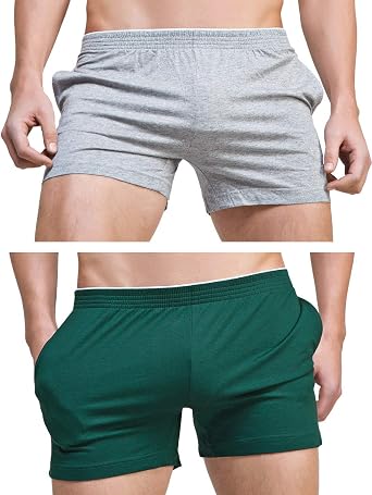 Rexcyril Mens Cotton Lounge Sleep Sexy Booty Gym Shorts | Lightweight Tight, 3 in Inseam, Stretch Pajama Bottoms, for Running Yoga Athletic Bodybuilding