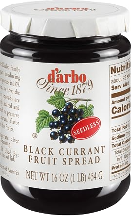 Darbo All-Natural Blackcurrant Seedless Fruit Spread, 16 oz Crafted Tradition, Pure Fruit Flavor No Artificial PreservativesEnsuring a Naturally Sweet and Flavorful Spread.