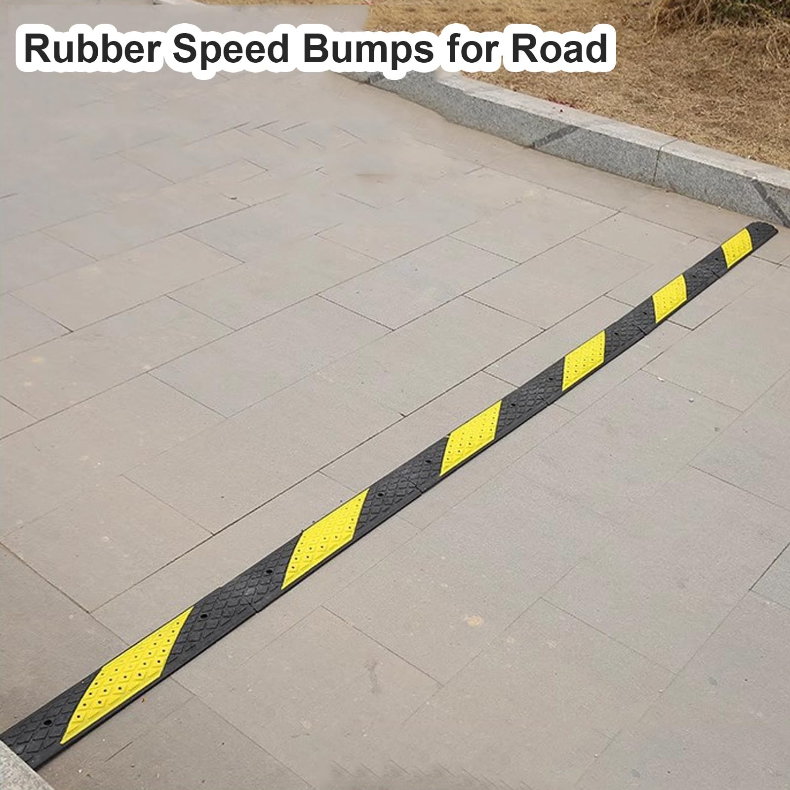 2 50cm Reductor de Velocidad Vial de Goma, Badenes para Garaje, Altura 2 Cm, para Bicicletas, Motocicletas y Vehículos Pequeños, Desaceleración Efectiva