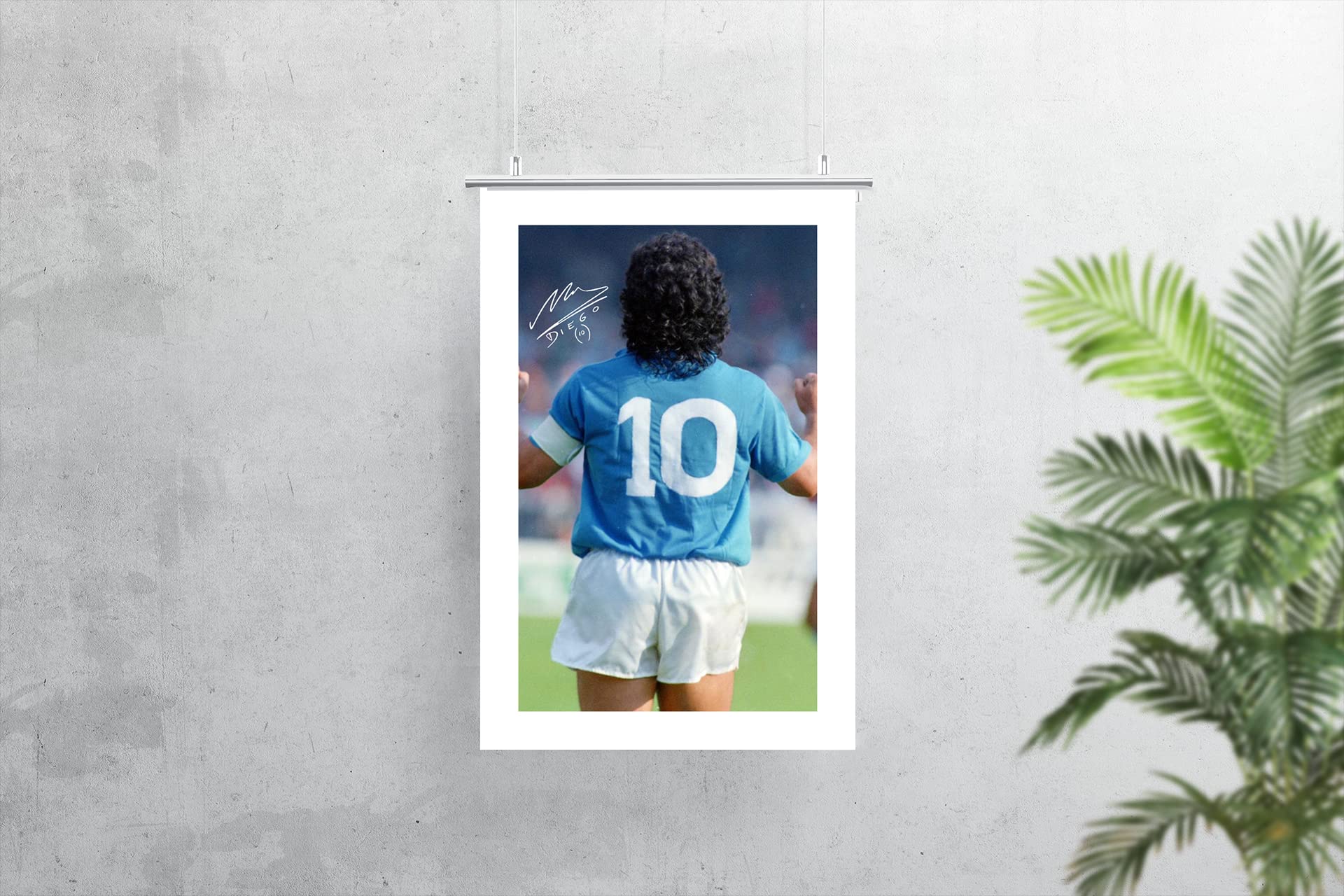Photo Imprimée Signée Diego Maradona - Format A4 (29,7x21 Cm) - Support Cartonné Noir Mat - Cadeau Pour Fans De Football