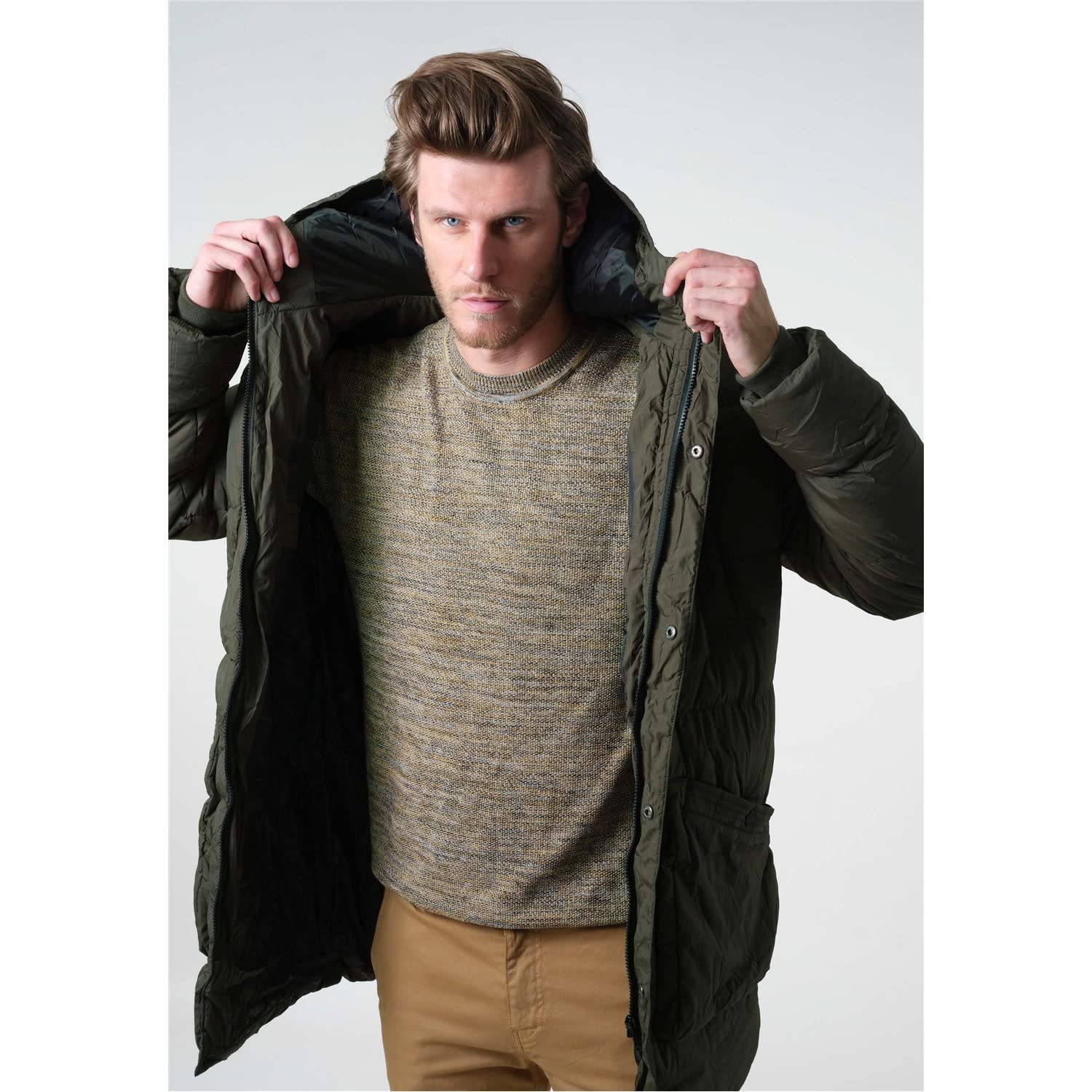 Deeluxe STARLING Dark Khaki M - Giacca da uomo con cappuccio da uomo con cappuccio, Khaki scuro, M