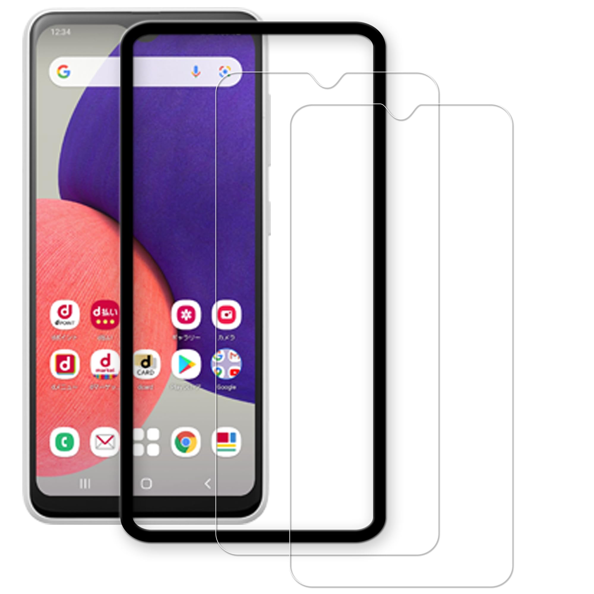 Amazon | HKKAIS galaxy a21 保護フィルム【2枚セット+ガイド枠付き