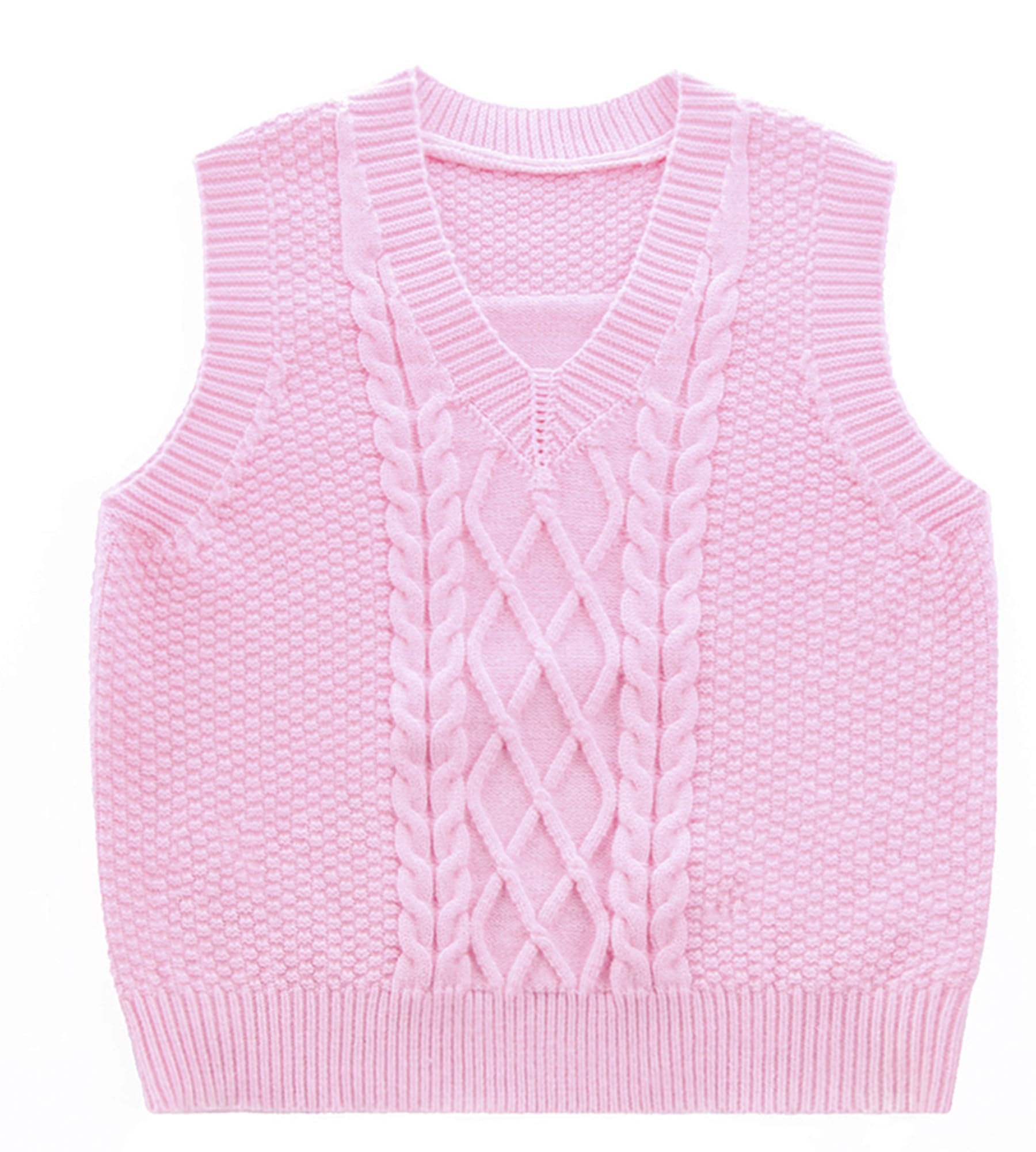 SEAUR Toddler Baby Boys Girls Sweater Vest Sleeveless Sweater Vest V Neck Tank Tops Knitted Pullover Tops Autumn Cardigan Waistcoat Knitwear 18-24M Pink