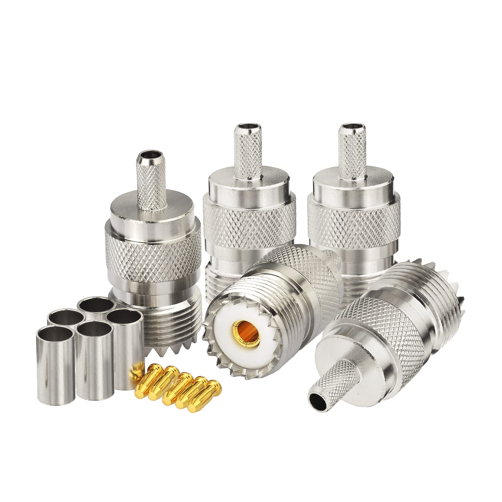 EightwoodUHF Female Jack Connector Crimp Straight for LMR-195 (5 Pieces)