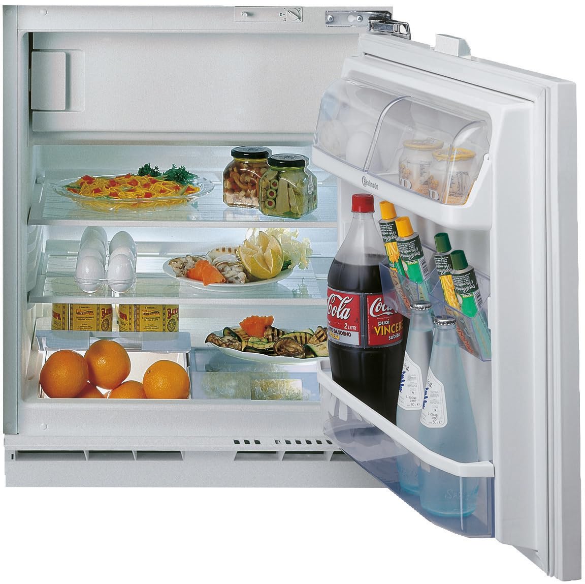 Bauknecht KSU 8GF2E Unterbau-Kühlschrank mit Gefrierfach/Elektronische Temperaturregelung/optisches Warnsignal-Störungen/LED-Licht/Superkühlfunktion/Abtauautomatik im Kühlteil/Sicherheitsglas