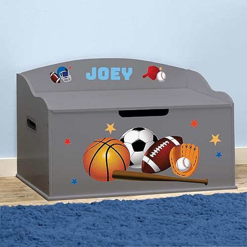 Miniatura 5 de DIBSIES Caja de juguetes personalizada Creative Wonders, deportiva, 30 x 19.25 x 18 pulgadas, tapa de cierre suave (gris cola de milano)