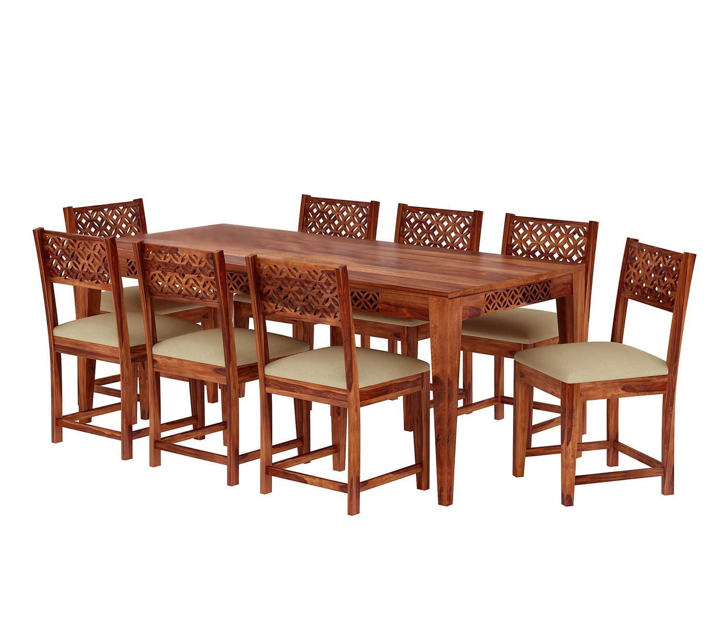 Jodhpur Furniture Solid Sheesham Wood Dining Table 8 Seater Dining Table Set for Home Living Room Furniture