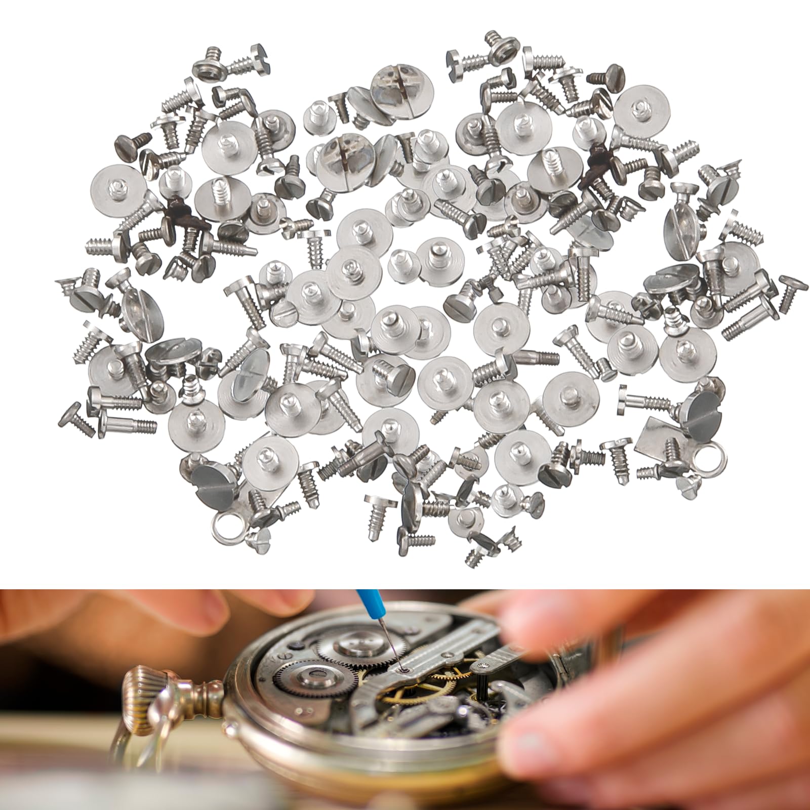 Photo 1 of 100 Pcs Watch Battery Clamp Screws, Watches Repair Kit for Replacing Old Battery Clamp Screws, Replacement Micro Screw Replaces for Watchmaking Watch Repair Jewelry Tool Kit