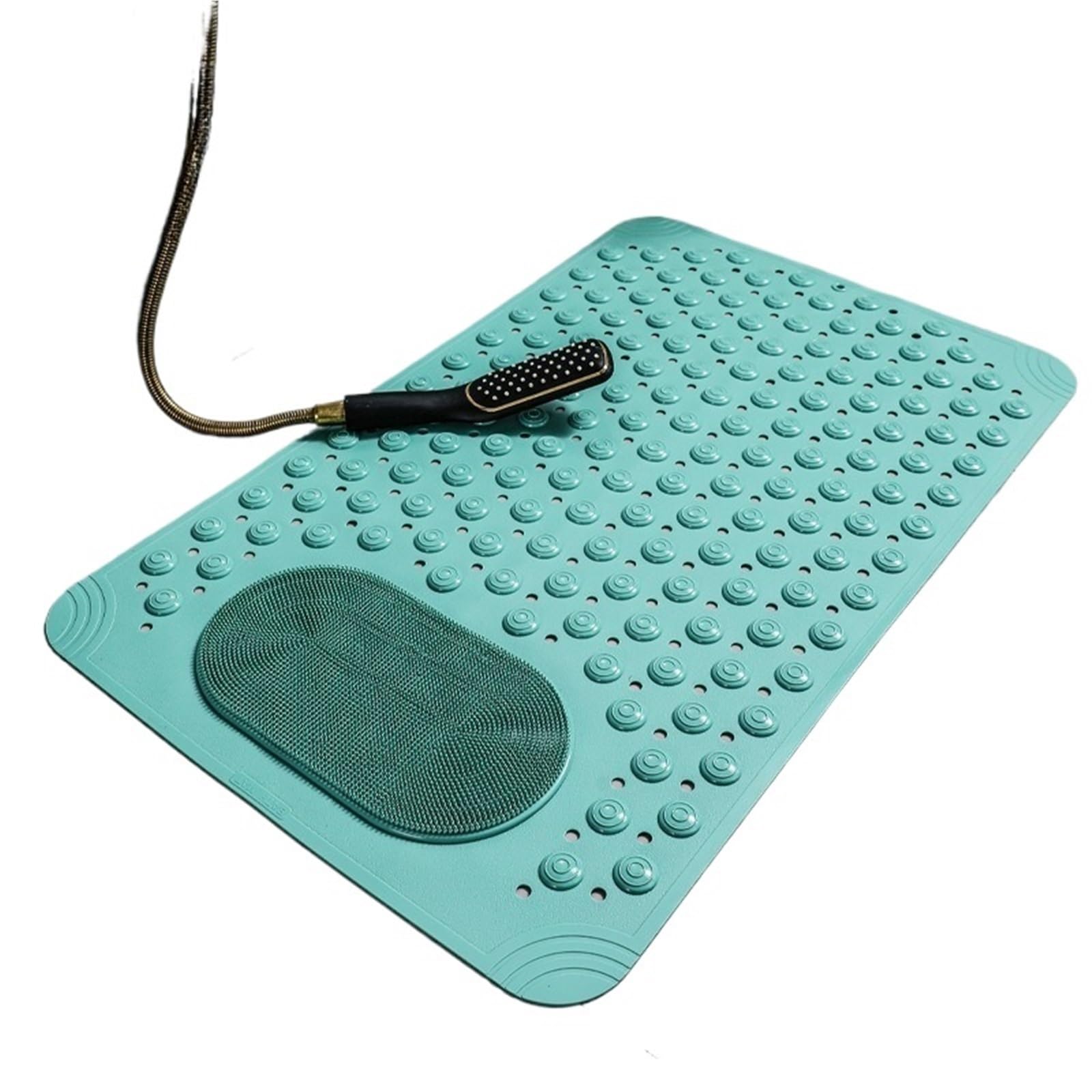 Latex Pillow Non Slip PVC Bath Mat with Suction Cup Massage Bumps Quick Dry Bathroom Rug Shower Safety Carpet Strong Drainage(Green)