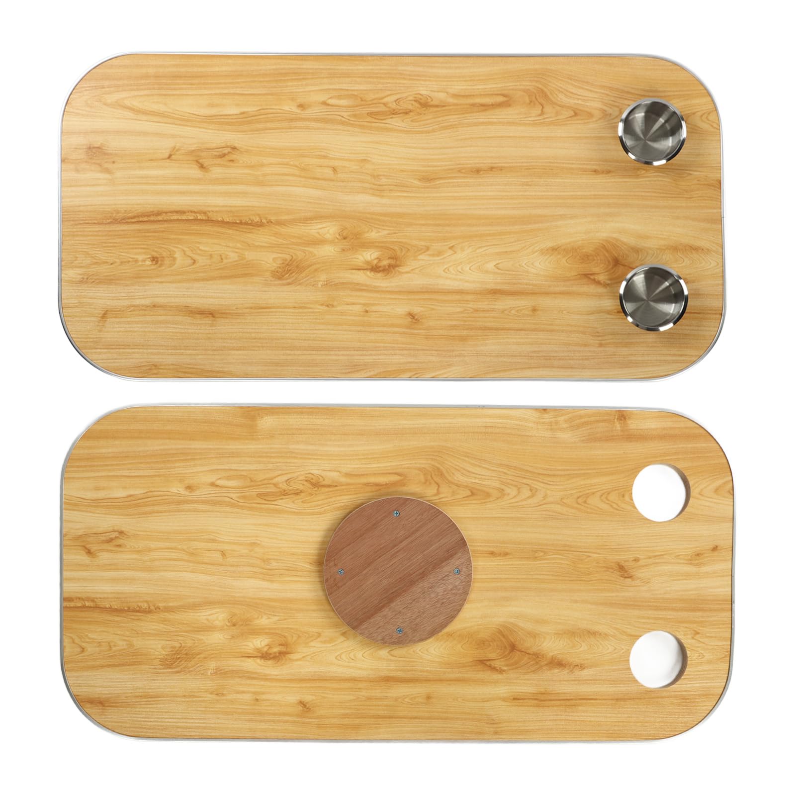 Loboo Idea Tavolo da barca in legno massello con 2 portabicchieri rimovibile, pannello da tavolo per roulotte, camper, yacht marino (giallo)
