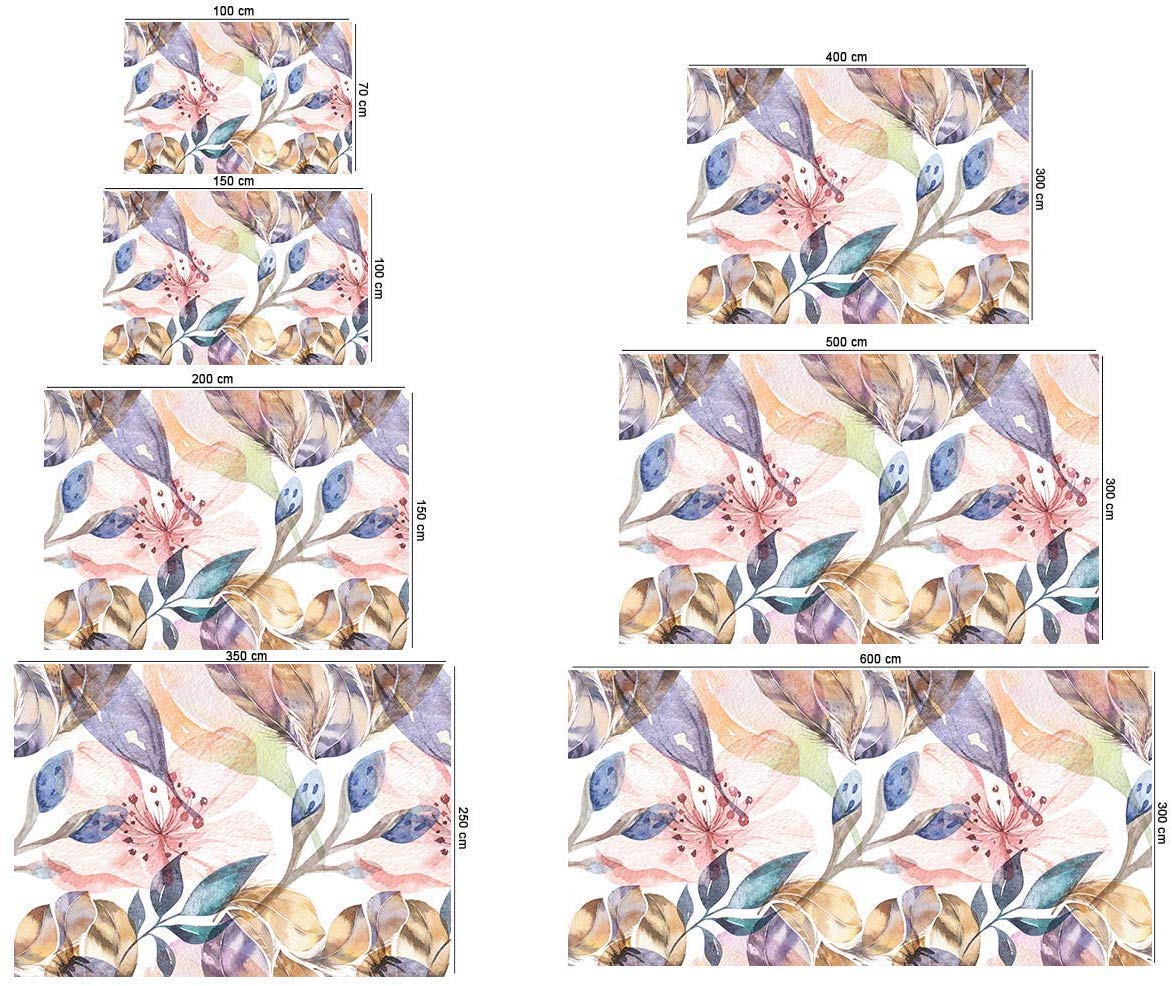 Oedim Fotomural Vinilo para Pared Flores Acuarelas | Fotomural para Paredes | Mural | Fotomural Vinilo Decorativo |350 x 250 cm | Decoración comedores, Salones, Habitaciones