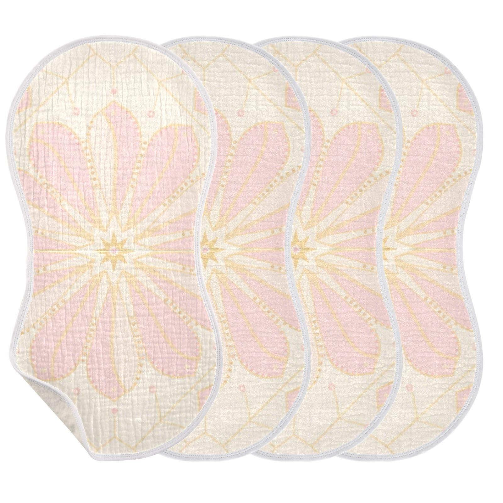 Bavoirs en coton rose et doré bébé repas sans taches lot de 4