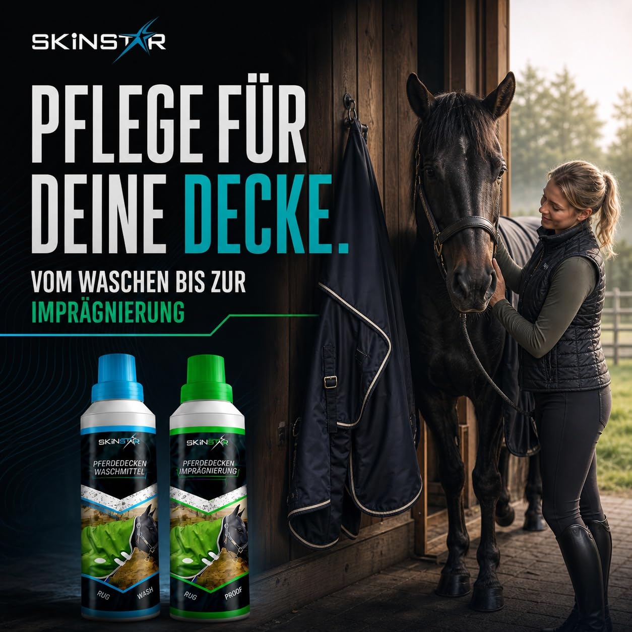 SkinStar Mantas para caballos, impermeabilización, 2,5 l, protección para animales