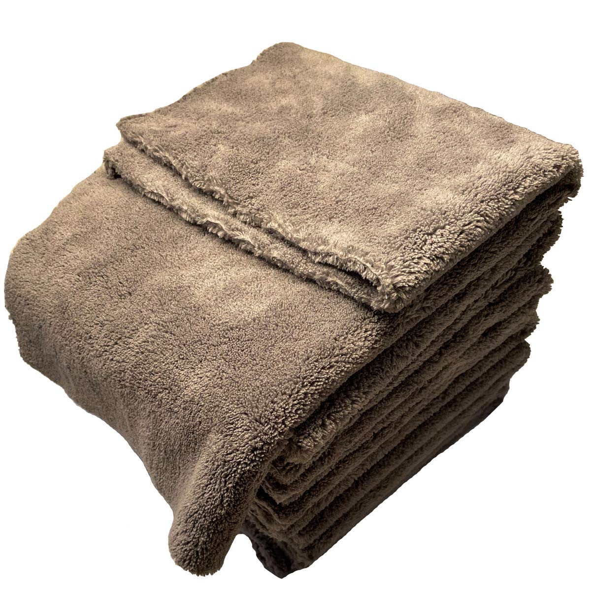 SOFTBATFY Toalla de microfibra sin bordes, para coche, toalla de microfibra de secado automático, toalla de pulido suave y absorbente, 500 g/m², paquete de 6 40,6 x 40,6 cm (gris)