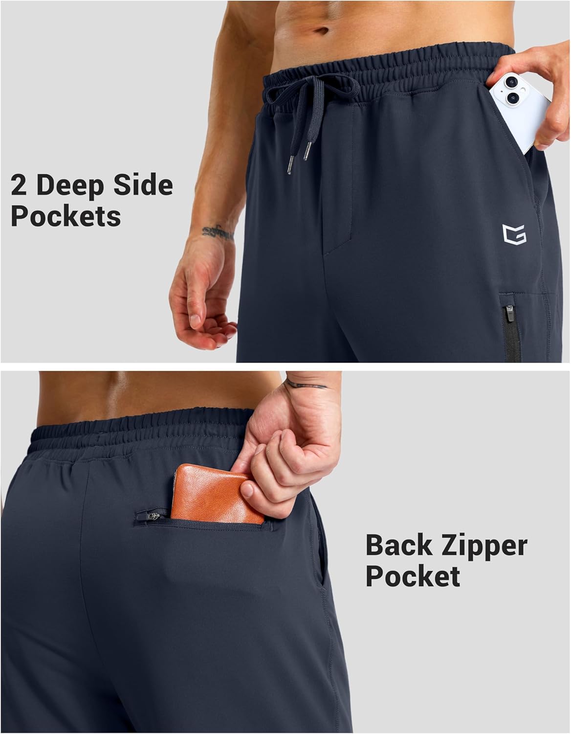 G Gradual Men's Joggers with Zipper Pockets Athletic Workout Running Track Pants Stretch Gym Sweatpants for Men - Image 5