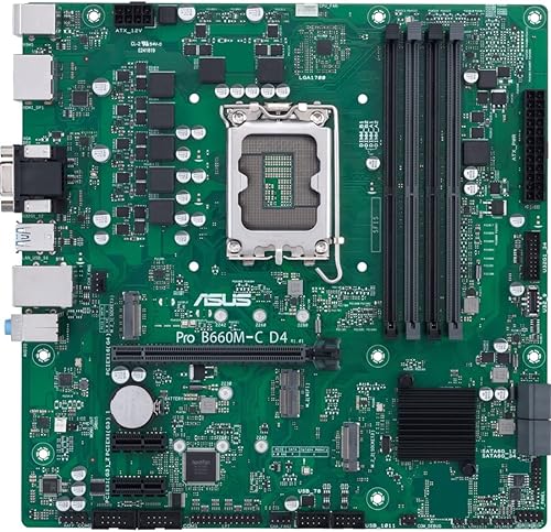 ASUS Pro B660M-C D4-CSM LGA 1700 (Intel 12. generación) Placa base comercial Micro-ATX (PCIe 4.0, ranuras DDR4, 2xM.2, USB 3.2 frontal tipo C, TPM