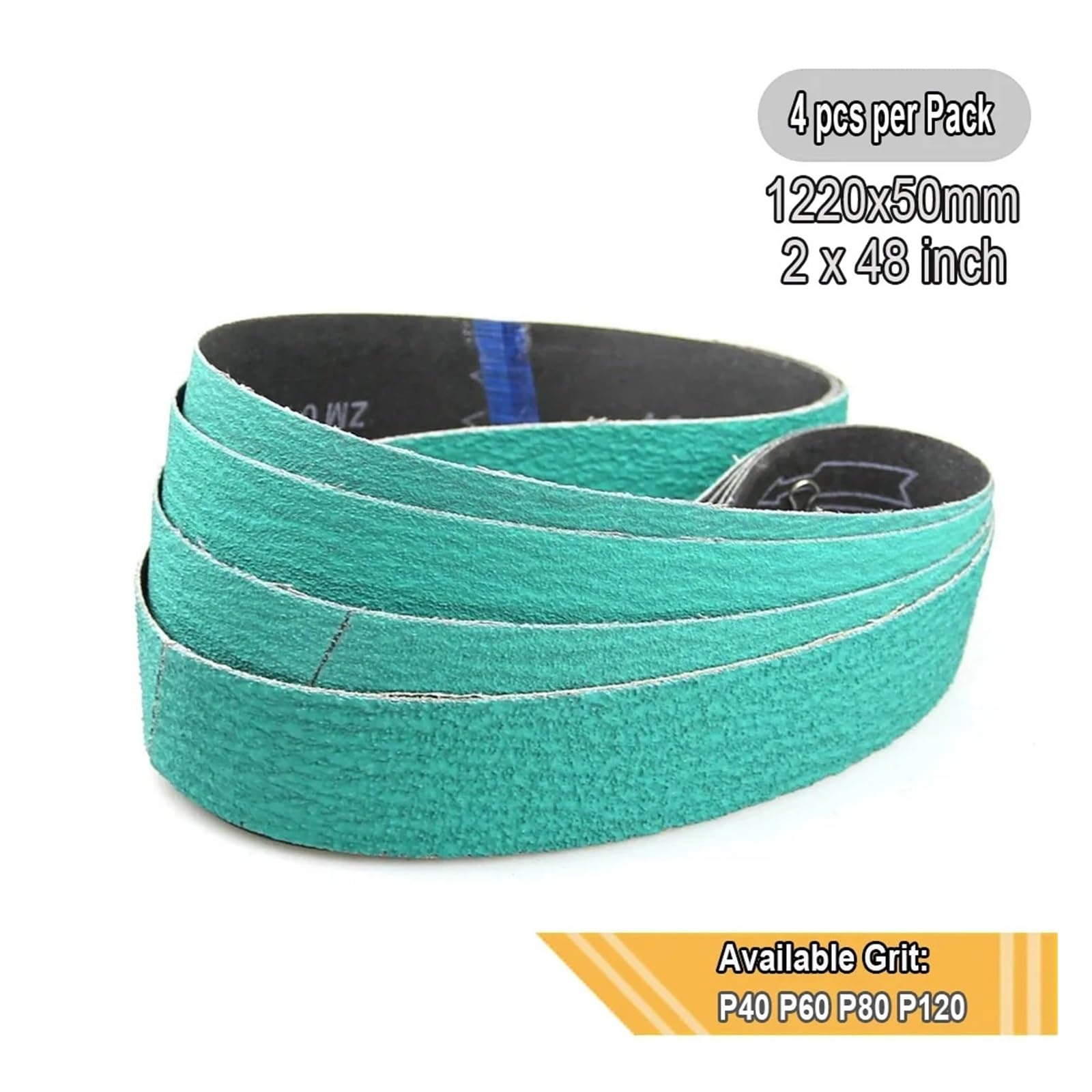 4 nastri abrasivi in ​​zirconia da 1220x50 mm, 2"x48" for la rimozione di materiali pesanti(P80)