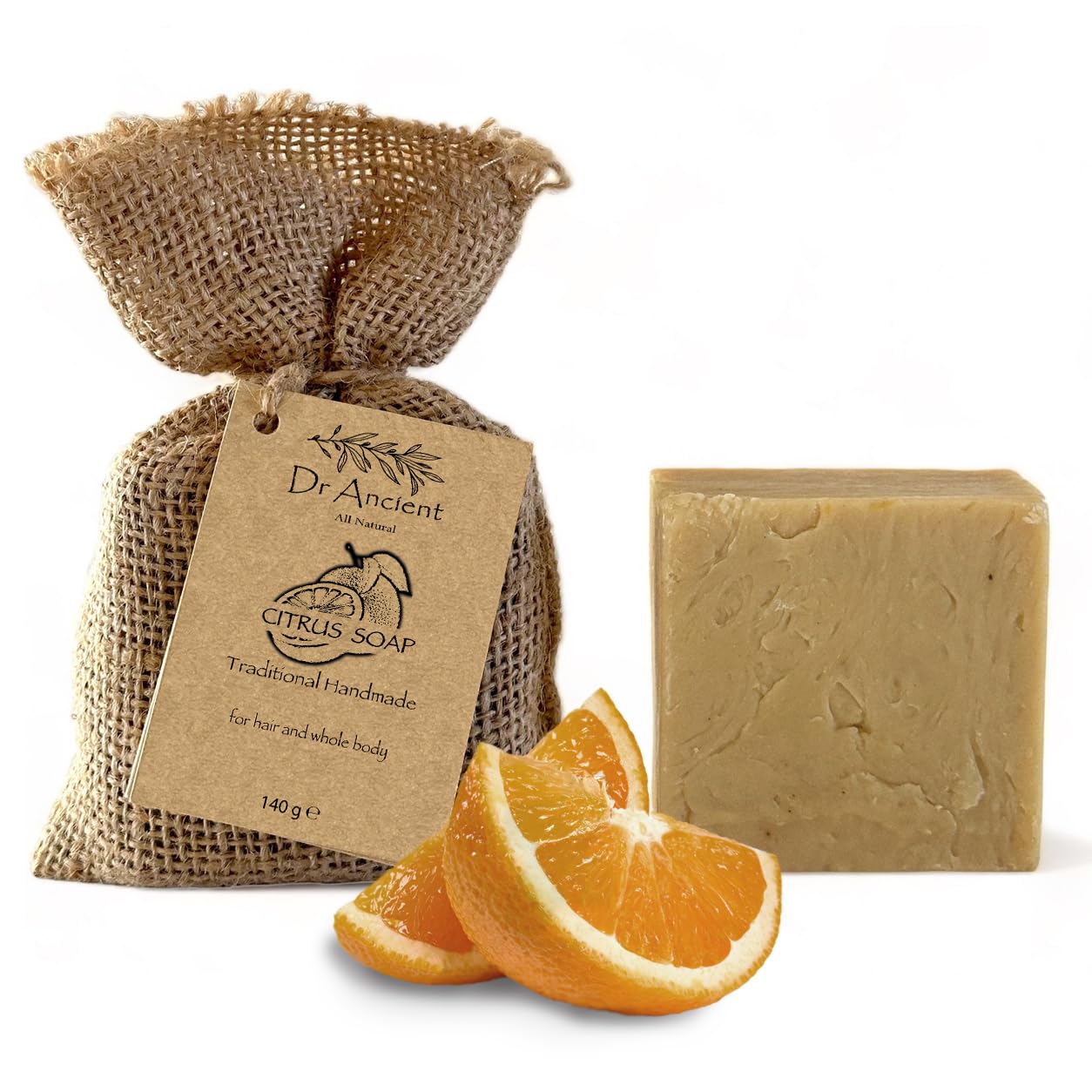 Dr.Ancient Citrus Soap Bar, Organic Soap Bars Handcrafted the Traditional Way, Natural Chemical-Free, Vegan