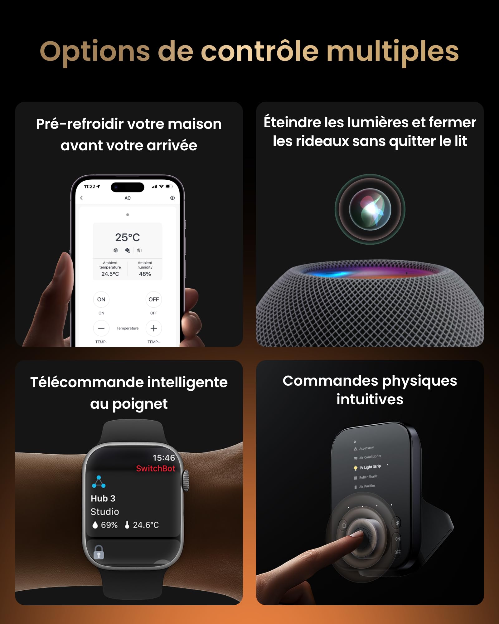 SwitchBot Hub 3, Hub Domotique Maison WiFi avec Support Matter, Télécommande IR/Bluetooth, Capteur Température Humidité, Compatible Alexa, Google Home, Apple HomeKit, Home Assistant, IFTTT