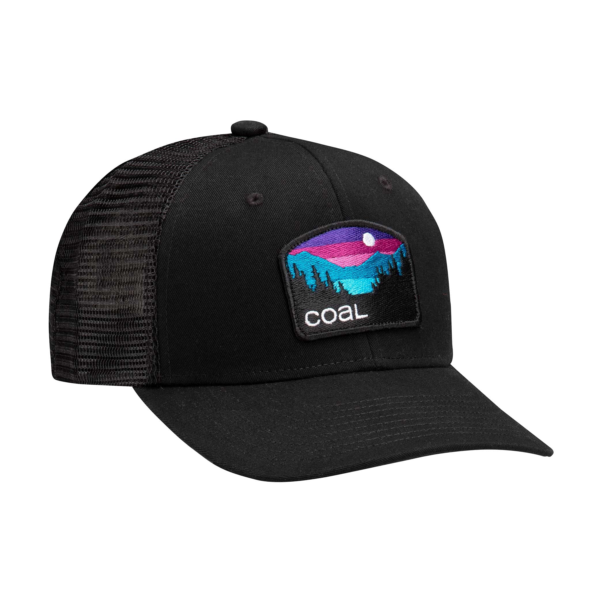 Coal Men's The Hauler Mesh Back Trucker Hat Adjustable Snapback Cap, Black, Low Profile