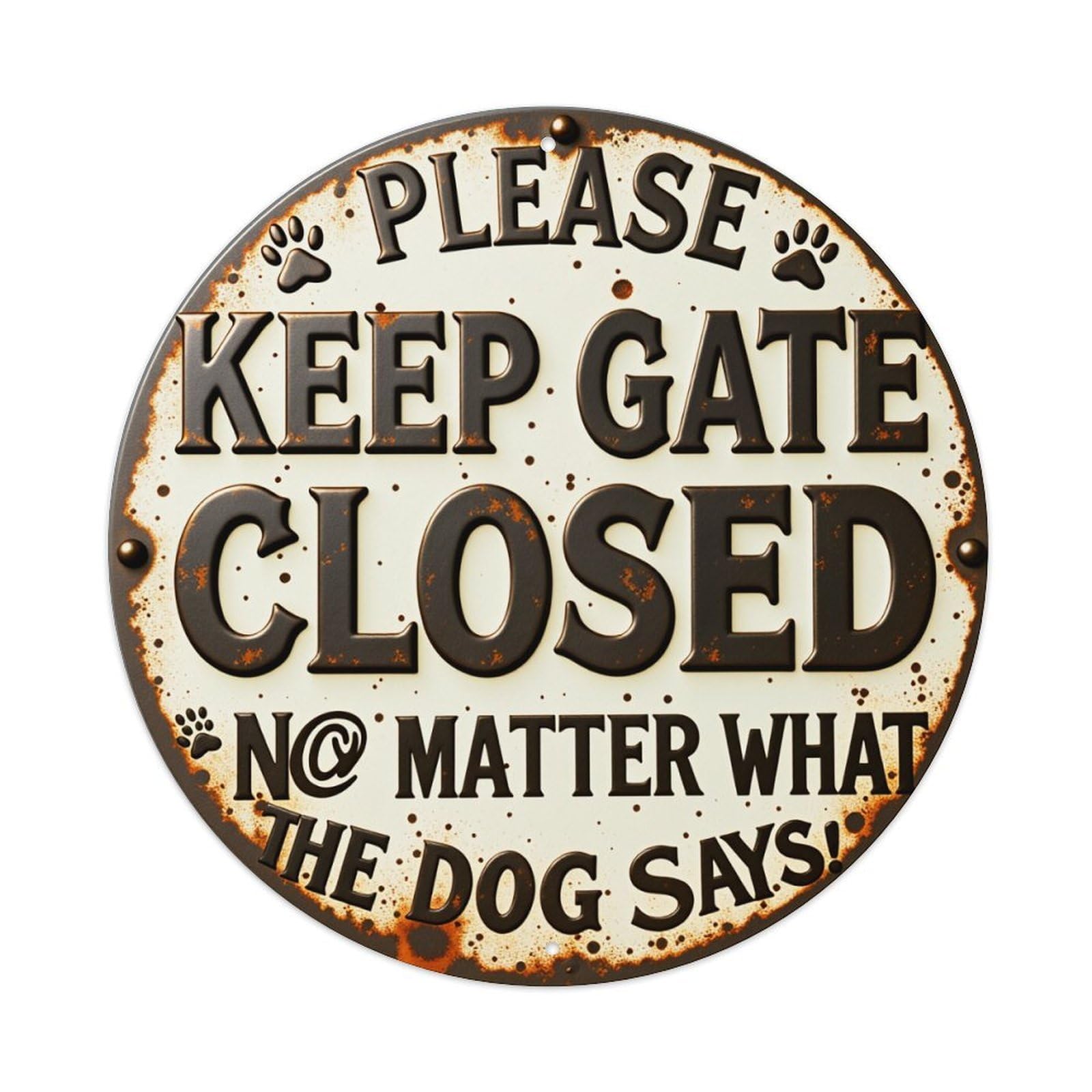 Please Keep Gate Closed No Matter What The Dog Says Round Tin Sign Vintage Style Metal Sign Home Bar Garden Wall Plaque Decor Metal Poster 8x8 Inch