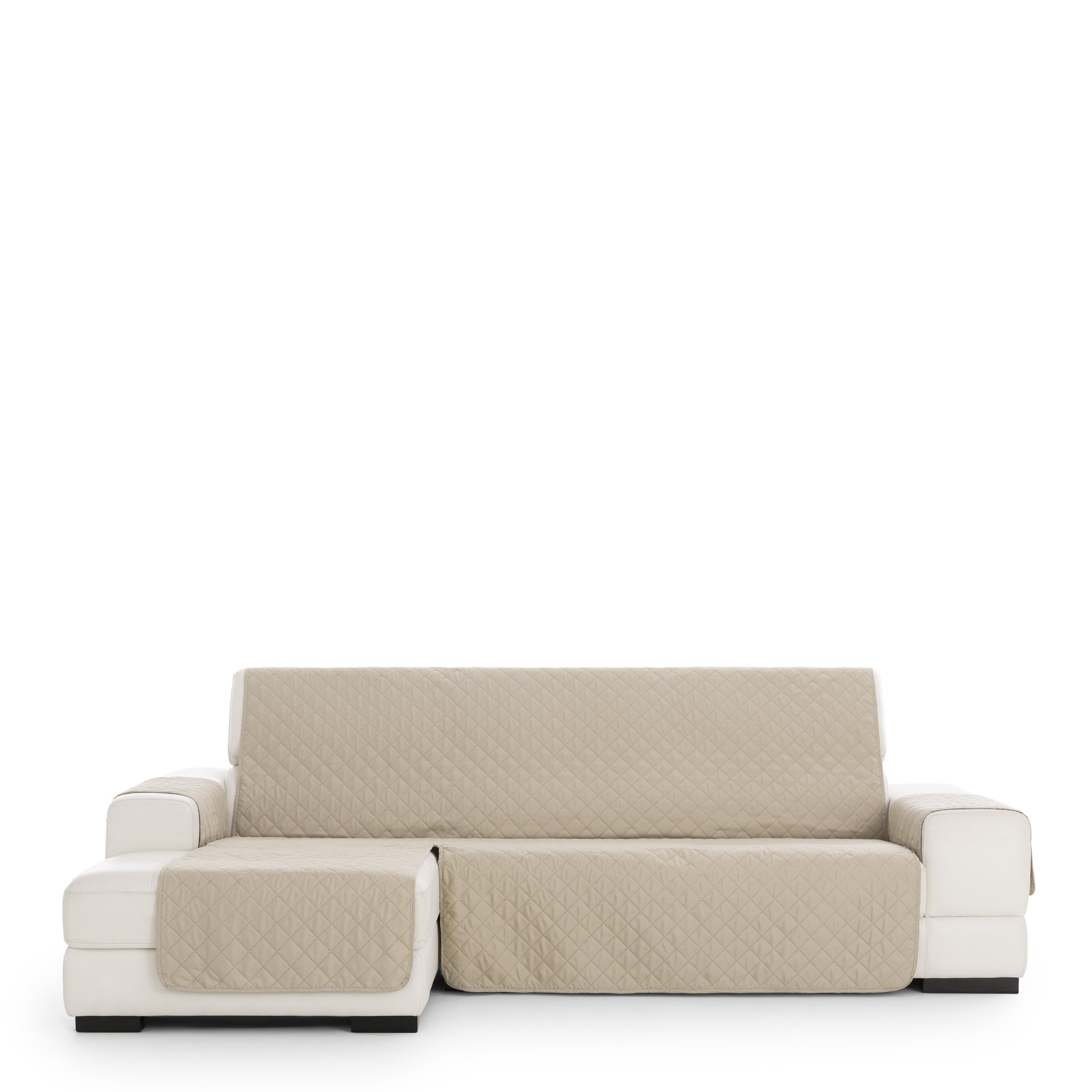 EYSA Magnus Chaise Longue Sofa Cover, for Left (Seam Visible) and Right (without Seams), Fabric Measure 240 cm, (Seated Measurement), for Sofas Between 250 cm to 300 cm, Ecru.