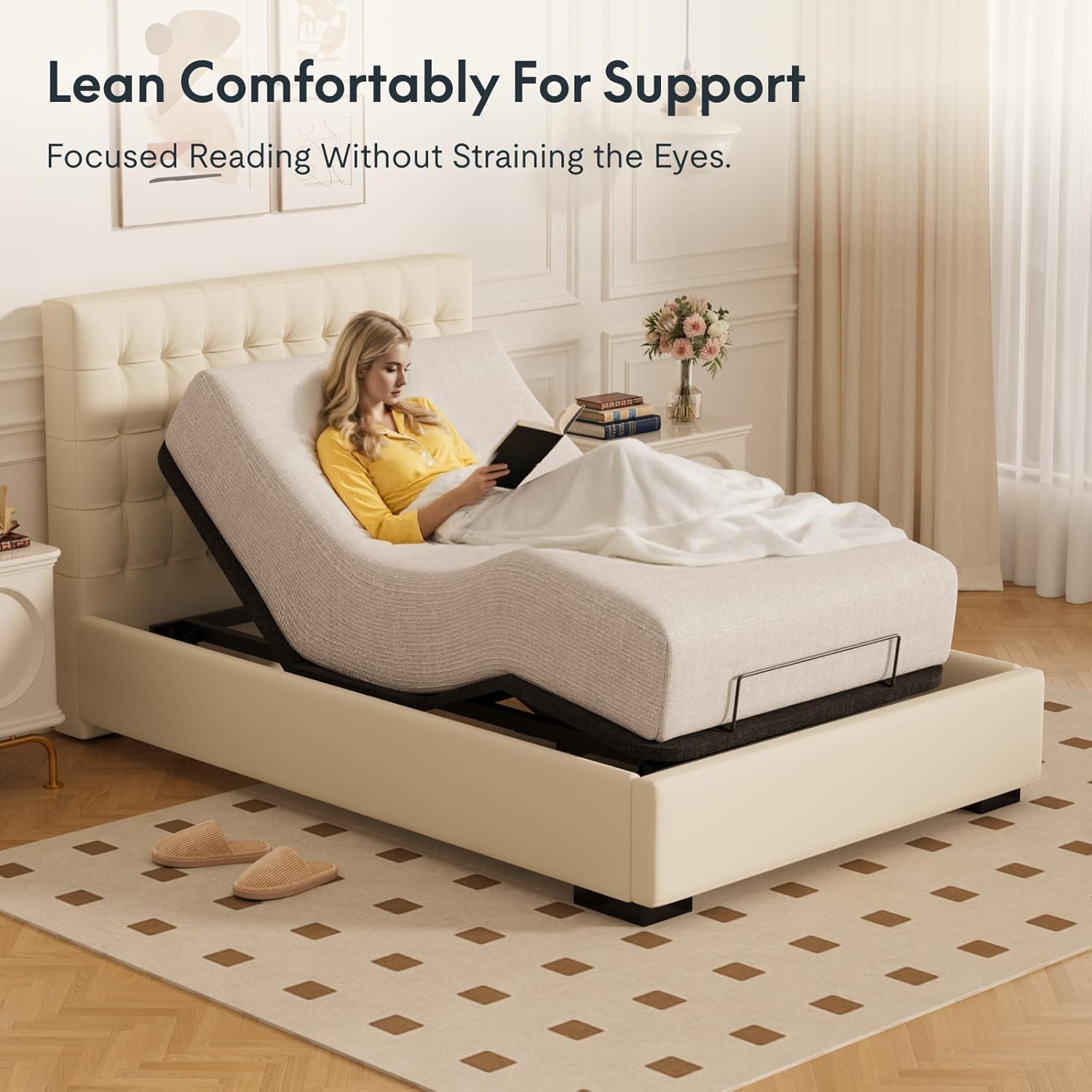 FLEXISPOT Twin XL Adjustable Bed Frame Base–Zero Gravity & Soothing Massage,Memory Positions,Whisper-Quiet Motor,Quick Assembly,Adjustable Legs,Under-Bed Light & Wireless Remote,750 lbs