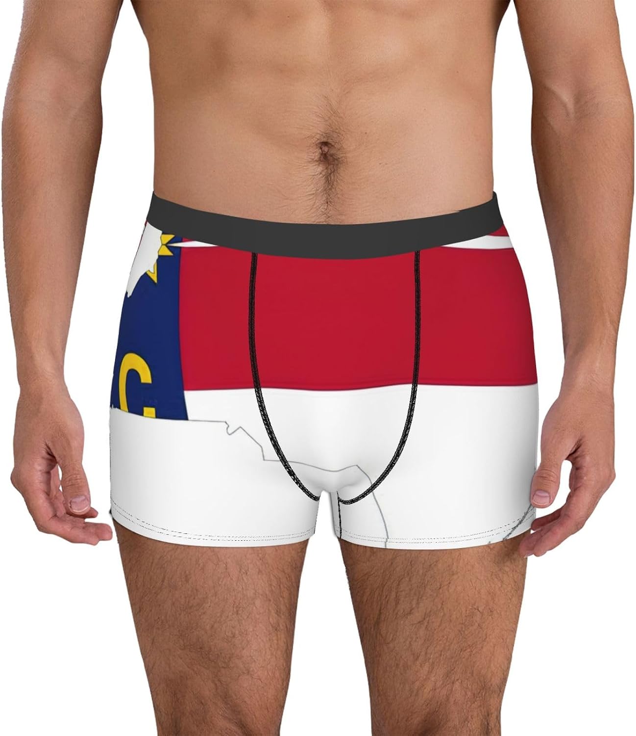 North Carolina State Flag Map Print Boxers For Men–full Print Mens Underwear Boxer Briefs,Comfortable Boxers For Men