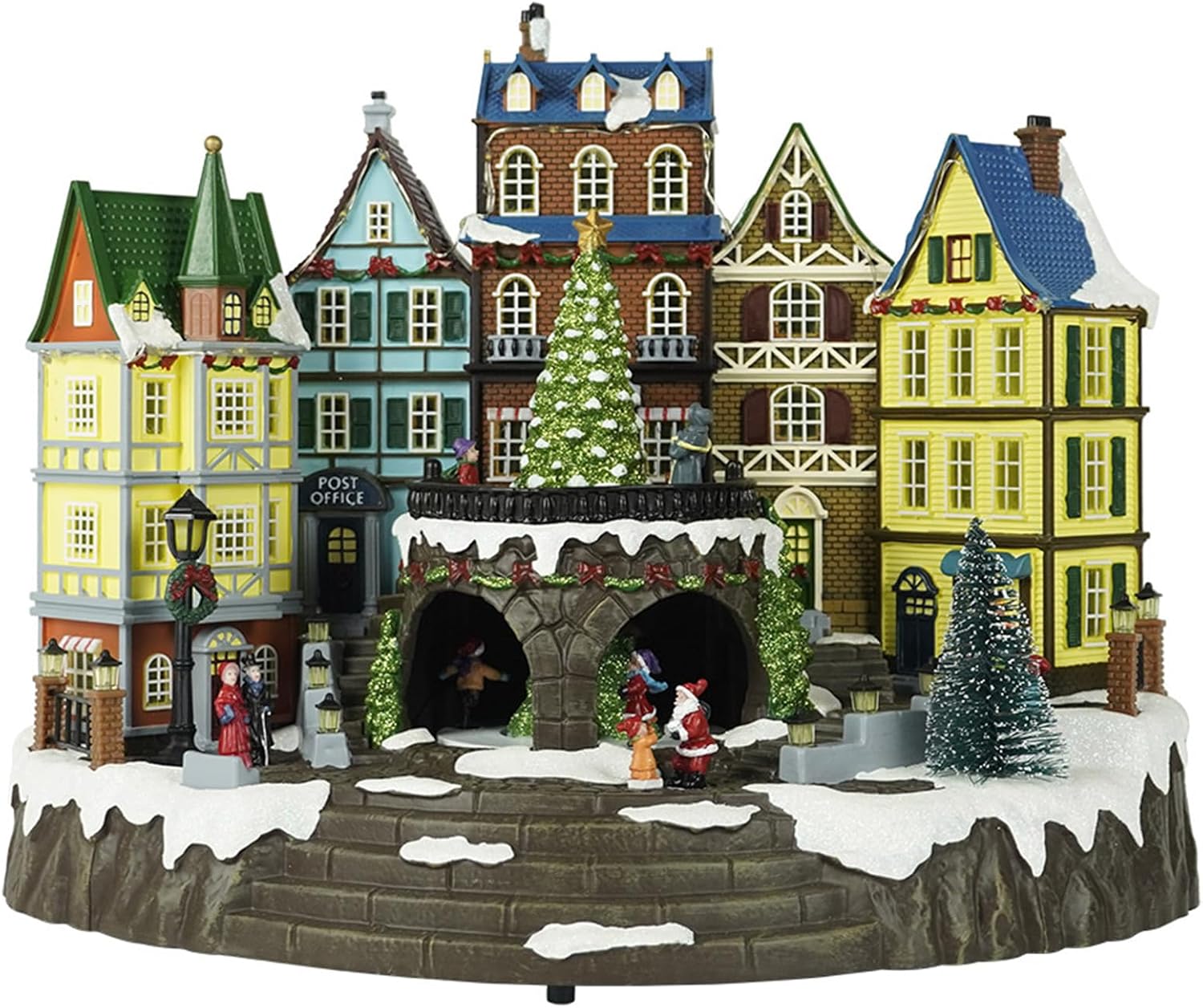 Christmas Village House, Large Christmas House Decoration Ornaments, Led Lights with Christmas Music, Rotating Christmas Trees, Roller Skaters, for Home Decor, Gift